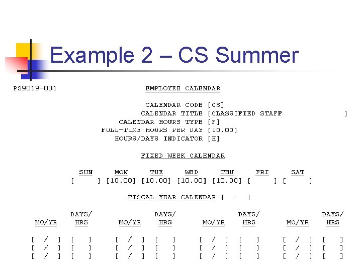 Example 2 – CS Summer 