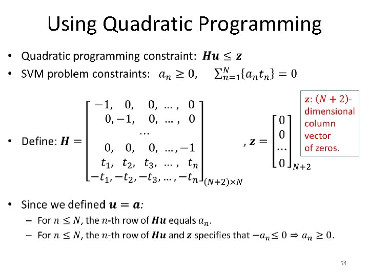 Using Quadratic Programming • 54 