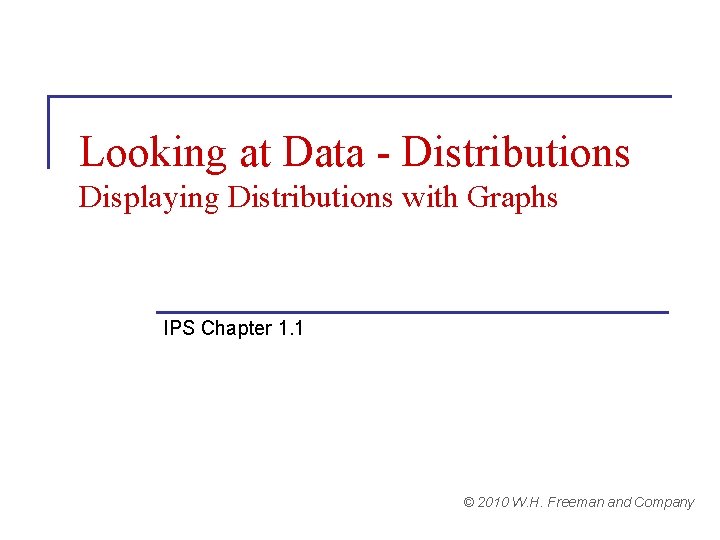 Looking at Data - Distributions Displaying Distributions with Graphs IPS Chapter 1. 1 ©