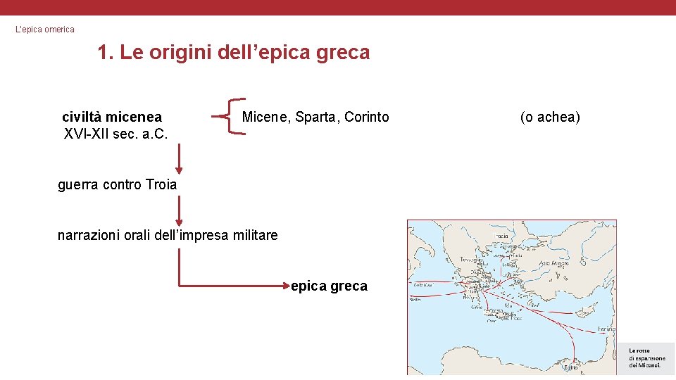 L’epica omerica 1. Le origini dell’epica greca civiltà micenea XVI-XII sec. a. C. Micene,