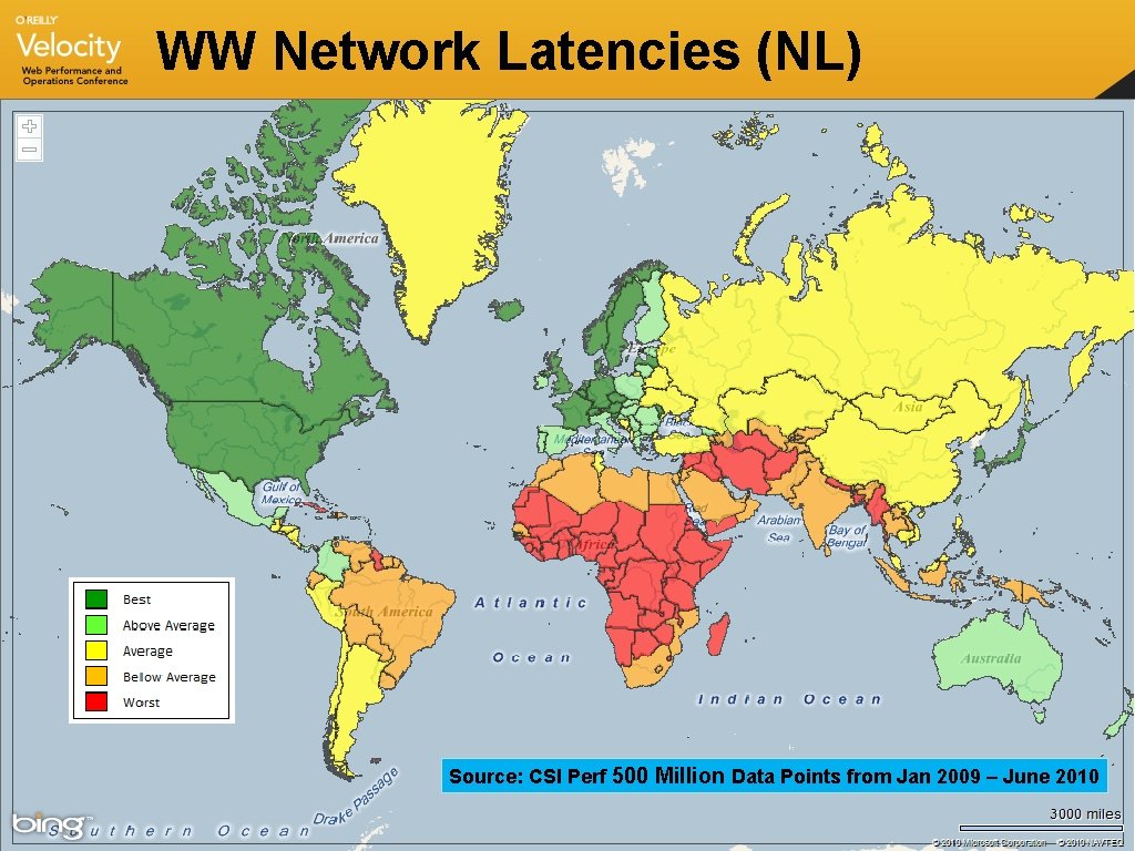 WW Network Latencies (NL) Source: CSI Perf 500 Million Data Points from Jan 2009