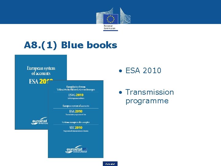 A 8. (1) Blue books • ESA 2010 • Transmission programme Eurostat 