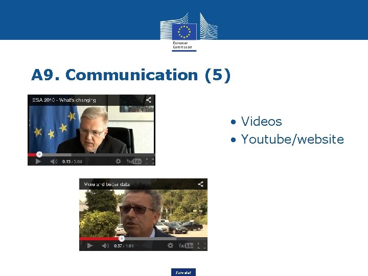 A 9. Communication (5) • Videos • Youtube/website Eurostat 
