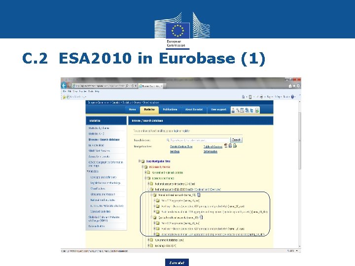 C. 2 ESA 2010 in Eurobase (1) Eurostat 