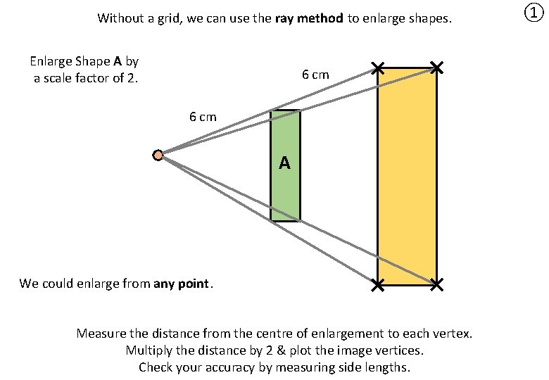 Without a grid, we can use the ray method to enlarge shapes. Enlarge Shape