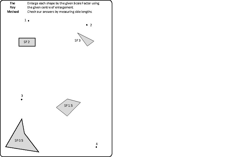 The Ray Method Enlarge each shape by the given Scale Factor using the given