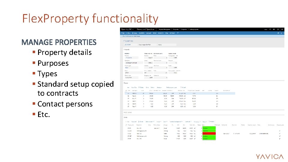 Flex. Property functionality § Property details § Purposes § Types § Standard setup copied Flex. Property functionality § Property details § Purposes § Types § Standard setup copied