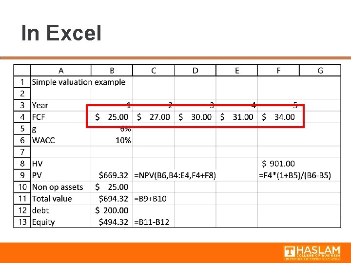 In Excel 