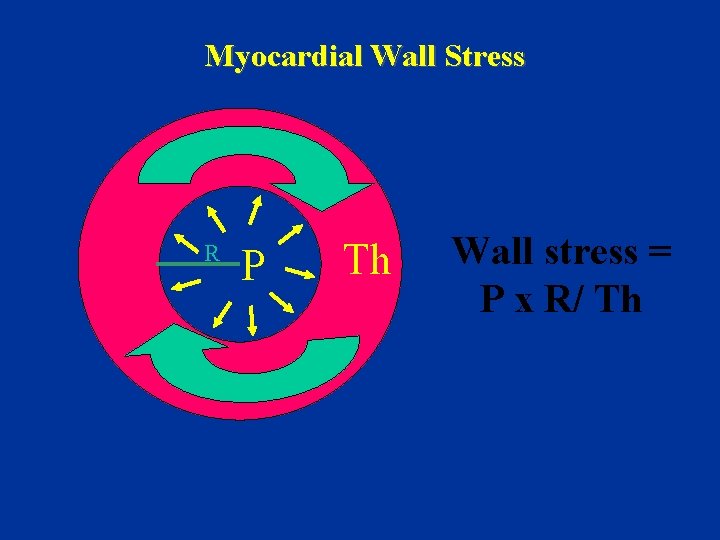 Myocardial Wall Stress R P Th Wall stress = P x R/ Th 