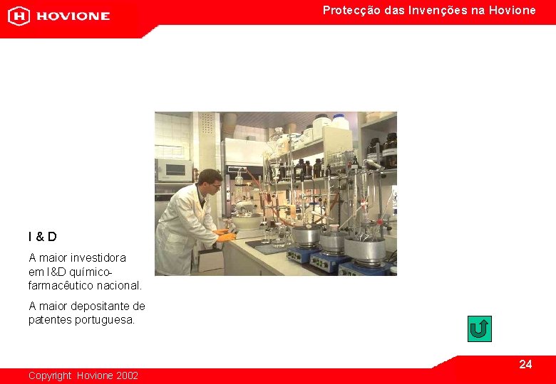 Protecção das Invenções na Hovione I&D A maior investidora em I&D químicofarmacêutico nacional. A
