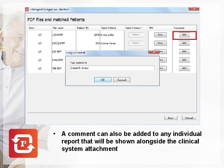  • A comment can also be added to any individual report that will
