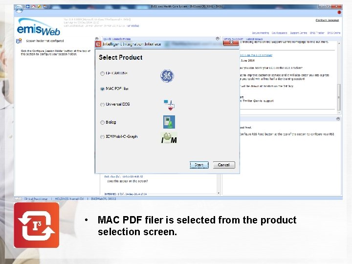  • MAC PDF filer is selected from the product selection screen. 