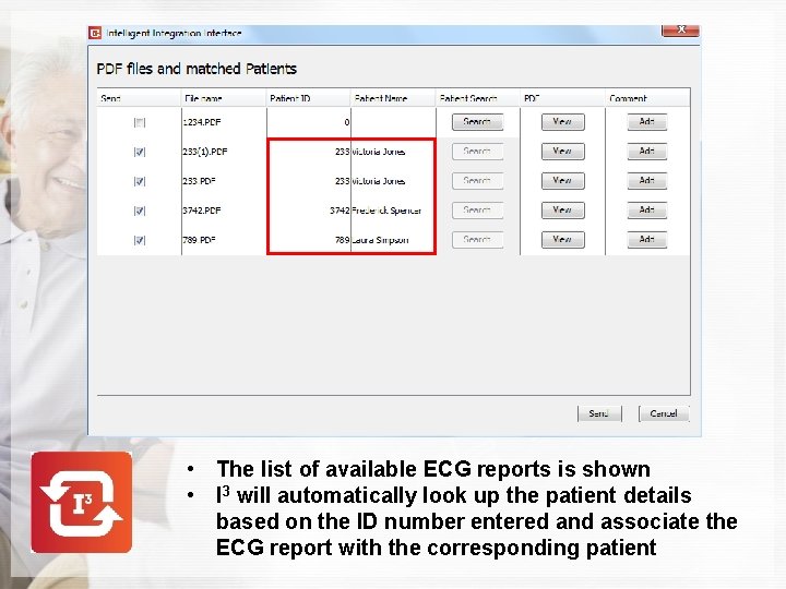  • The list of available ECG reports is shown • I 3 will