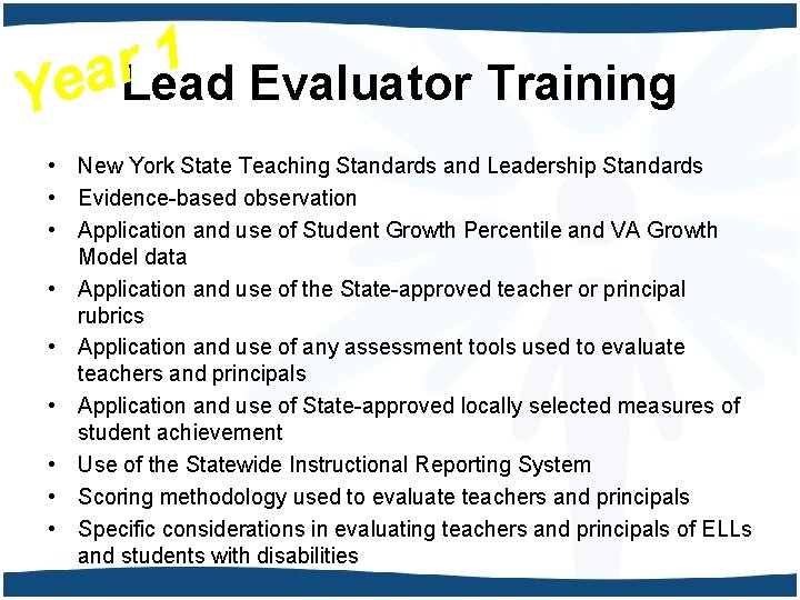 1 r a Lead Evaluator Training e Y • New York State Teaching Standards