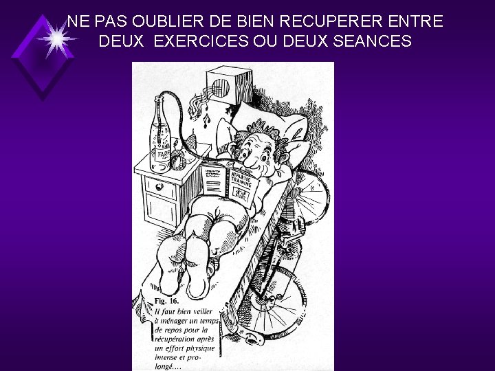 NE PAS OUBLIER DE BIEN RECUPERER ENTRE DEUX EXERCICES OU DEUX SEANCES 