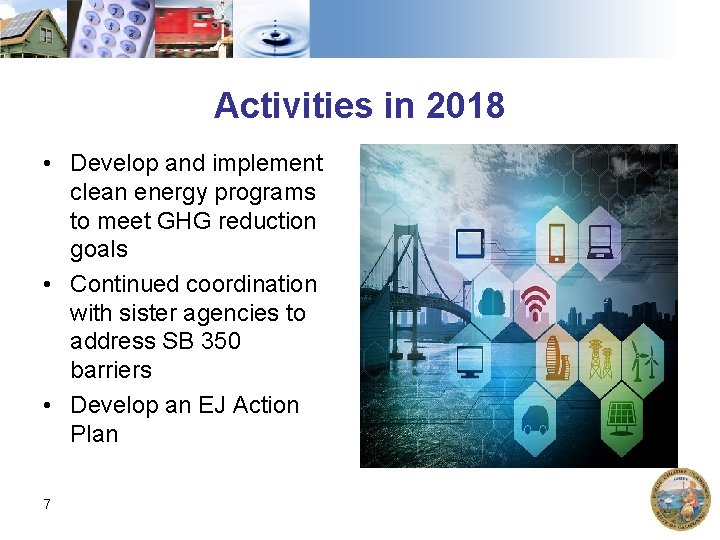 Activities in 2018 • Develop and implement clean energy programs to meet GHG reduction