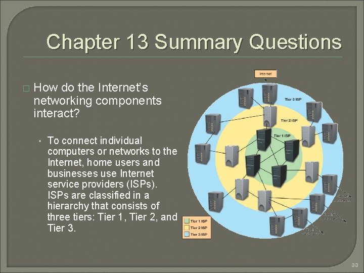 Chapter 13 Summary Questions � How do the Internet’s networking components interact? • To