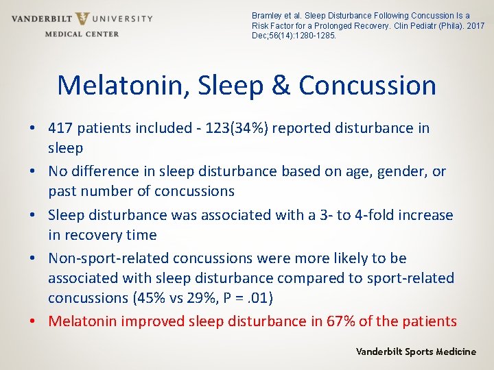 Bramley et al. Sleep Disturbance Following Concussion Is a Risk Factor for a Prolonged