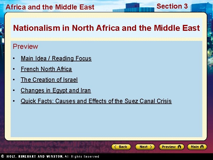 Africa and the Middle East Section 3 Nationalism in North Africa and the Middle