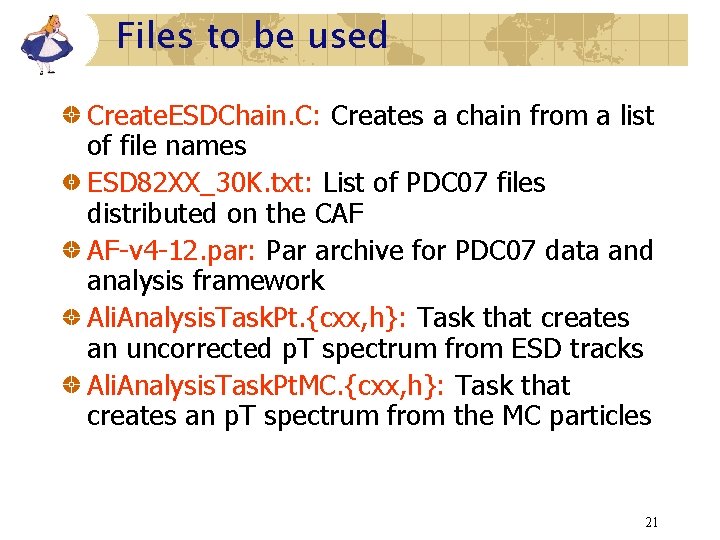 Files to be used Create. ESDChain. C: Creates a chain from a list of Files to be used Create. ESDChain. C: Creates a chain from a list of