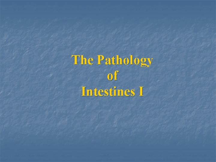 The Pathology of Intestines I 