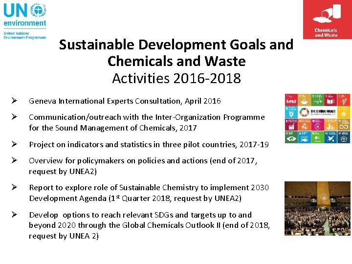 Sustainable Development Goals and Chemicals and Waste Activities 2016 -2018 Ø Geneva International Experts