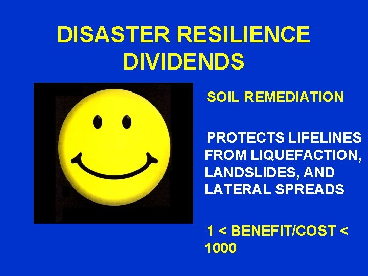 DISASTER RESILIENCE DIVIDENDS SOIL REMEDIATION PROTECTS LIFELINES FROM LIQUEFACTION, LANDSLIDES, AND LATERAL SPREADS 1