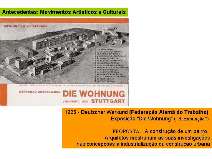 Antecedentes: Movimentos Artísticos e Culturais 1925 - Deutscher Werkund (Federação Alemã do Trabalho) Exposição