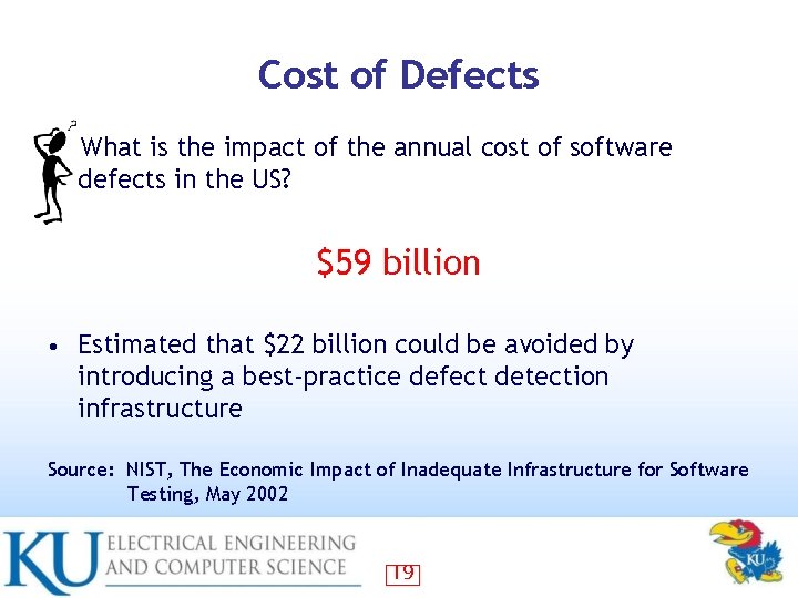 Cost of Defects What is the impact of the annual cost of software defects