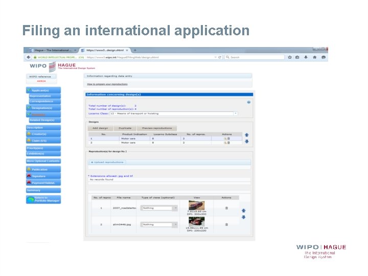 Filing an international application 