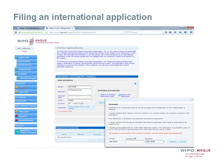 Filing an international application 