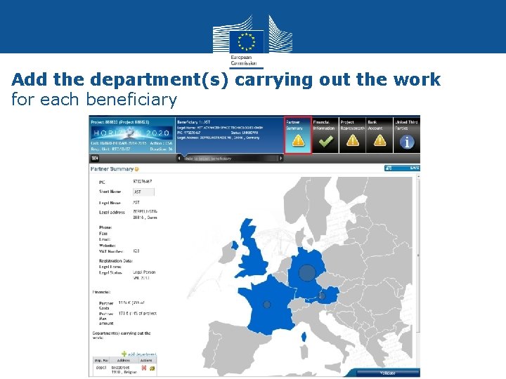 Add the department(s) carrying out the work for each beneficiary 