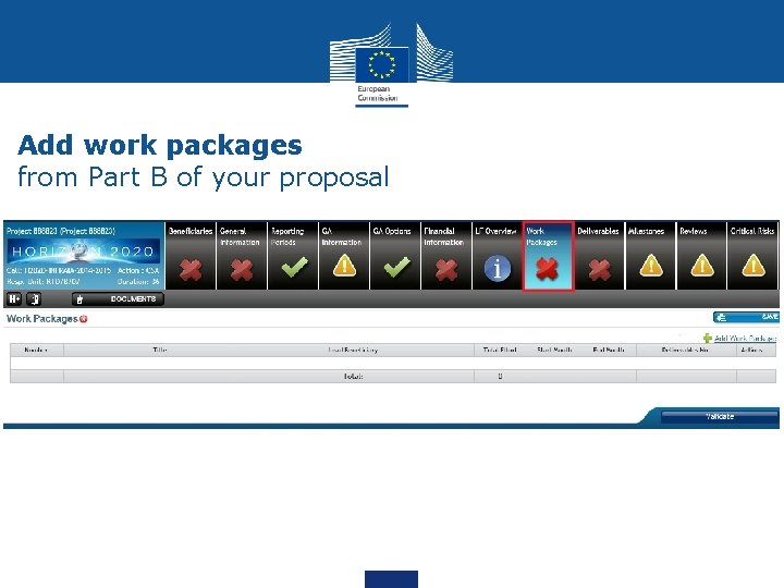 Add work packages from Part B of your proposal 