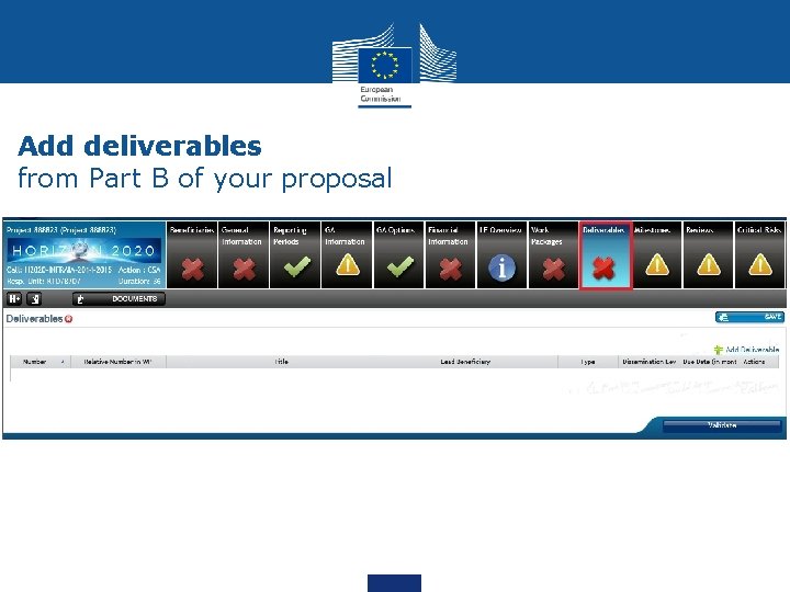 Add deliverables from Part B of your proposal 