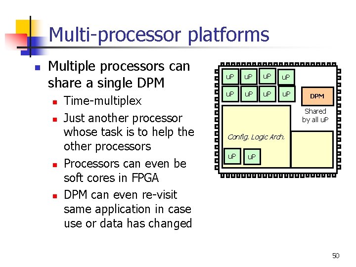 Multi-processor platforms n Multiple processors can share a single DPM n n Time-multiplex Just