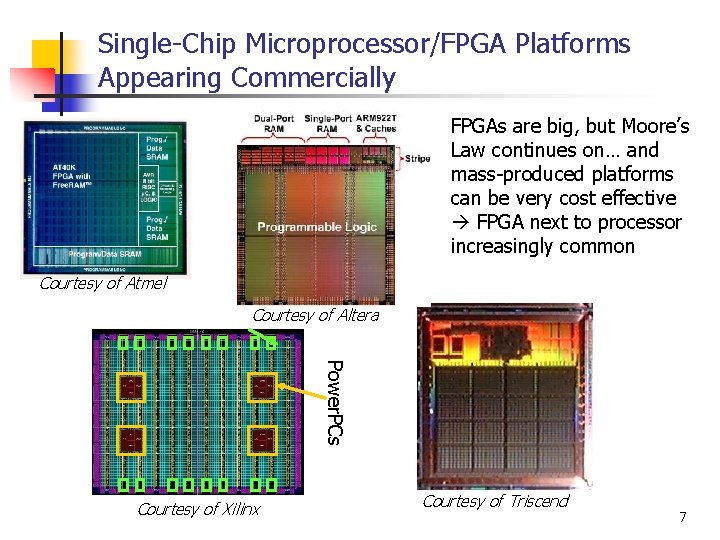 Single-Chip Microprocessor/FPGA Platforms Appearing Commercially FPGAs are big, but Moore’s Law continues on… and