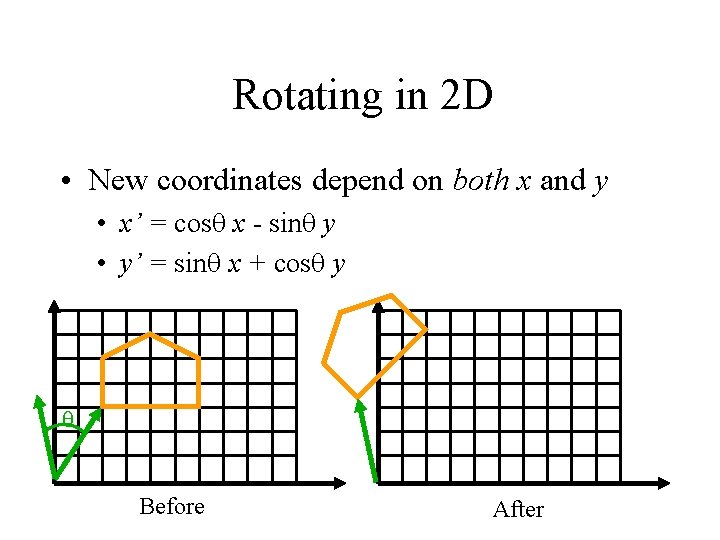 Rotating in 2 D • New coordinates depend on both x and y •