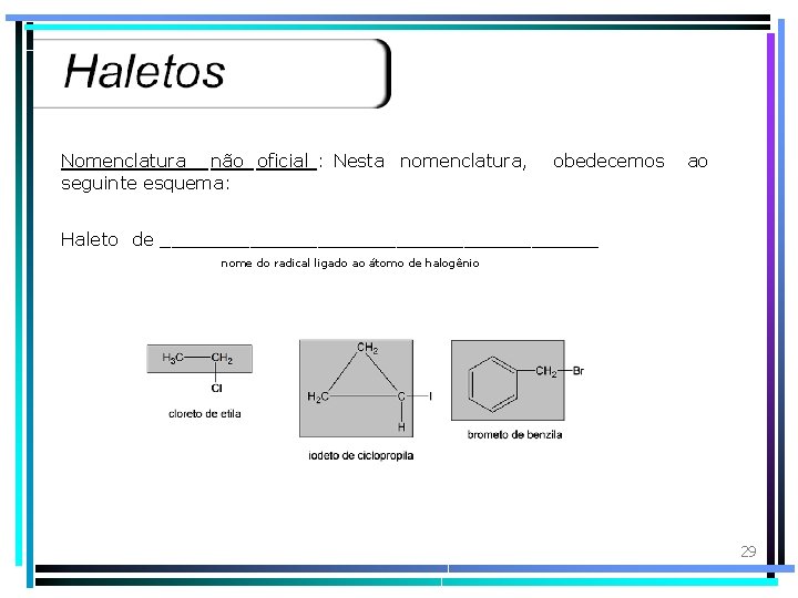 Nomenclatura não oficial : Nesta nomenclatura, seguinte esquema: obedecemos ao Haleto de ____________________ nome