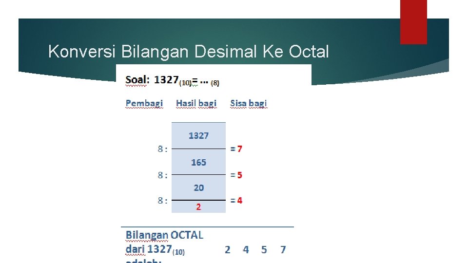 Konversi Bilangan Desimal Ke Octal 