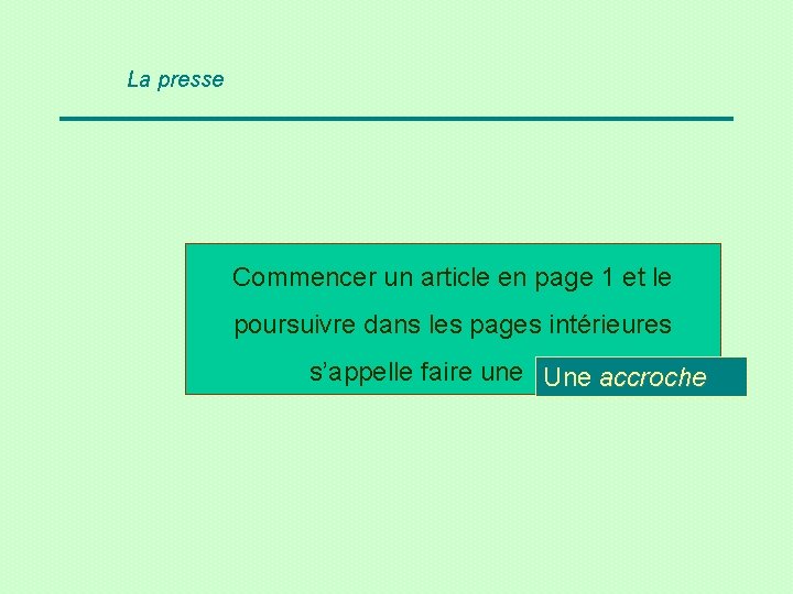 La presse Commencer un article en page 1 et le poursuivre dans les pages