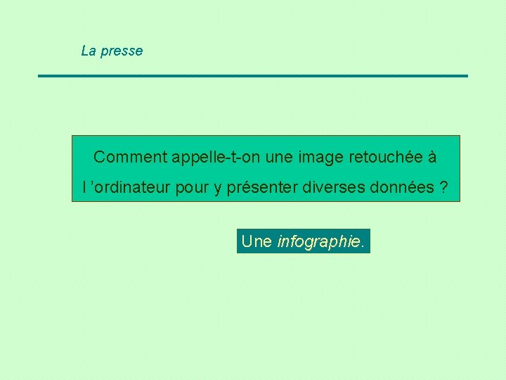 La presse Comment appelle-t-on une image retouchée à l ’ordinateur pour y présenter diverses