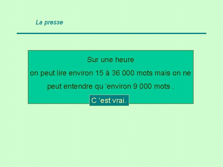 La presse Sur une heure on peut lire environ 15 à 36 000 mots