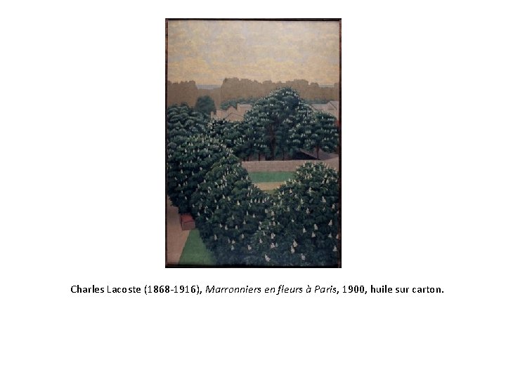 Charles Lacoste (1868 -1916), Marronniers en fleurs à Paris, 1900, huile sur carton. 