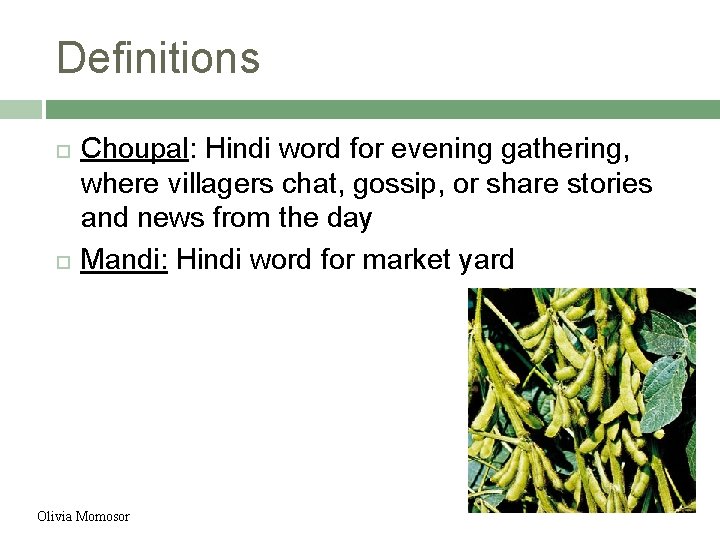 Definitions Choupal: Hindi word for evening gathering, where villagers chat, gossip, or share stories