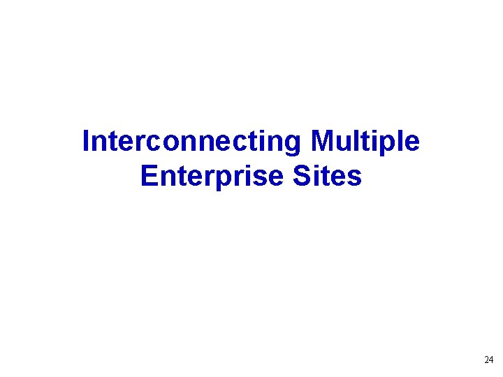 Interconnecting Multiple Enterprise Sites 24 