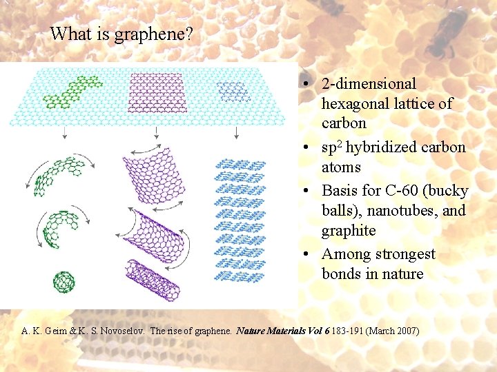What is graphene? • 2 -dimensional hexagonal lattice of carbon • sp 2 hybridized