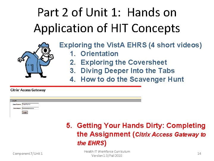 Part 2 of Unit 1: Hands on Application of HIT Concepts Exploring the Vist.