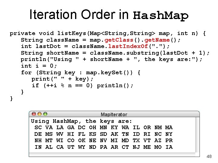 Iteration Order in Hash. Map private void list. Keys(Map<String, String> map, int n) {