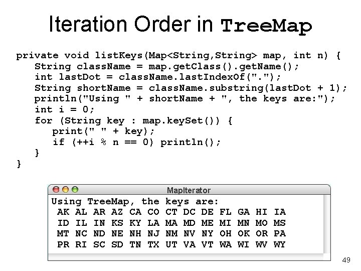 Iteration Order in Tree. Map private void list. Keys(Map<String, String> map, int n) {