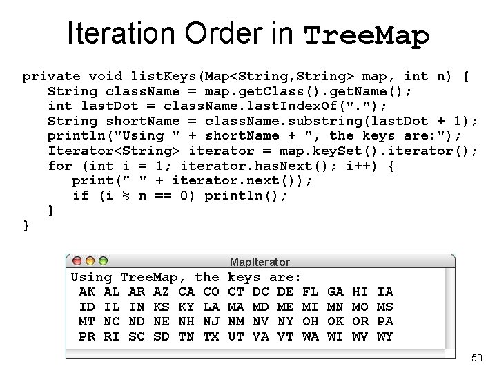 Iteration Order in Tree. Map private void list. Keys(Map<String, String> map, int n) {